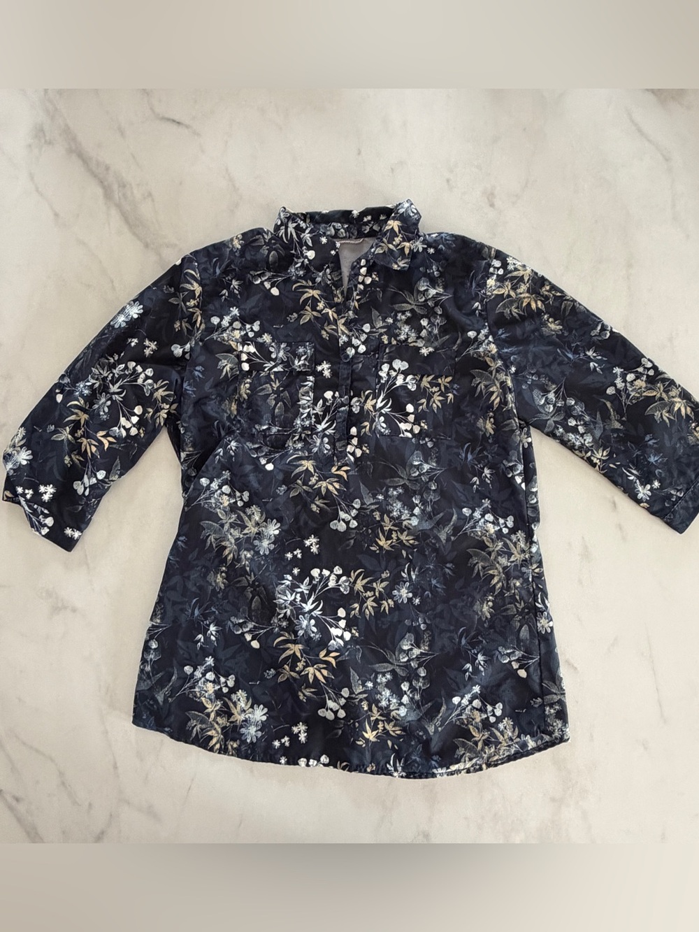 Royal Robbins Navy Floral Button-Down Shirt